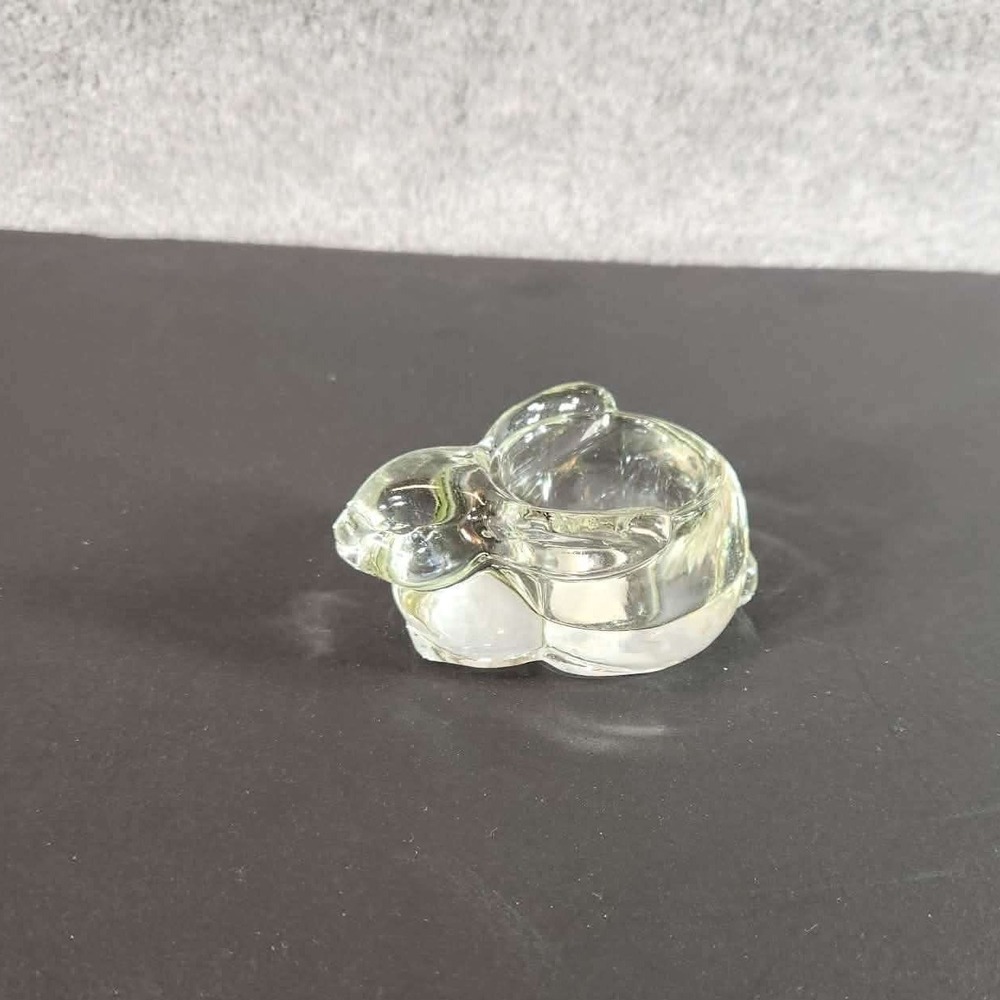 Glass Bunny Tealight Holder Clear Rabbit Candle Votive Figurine Small